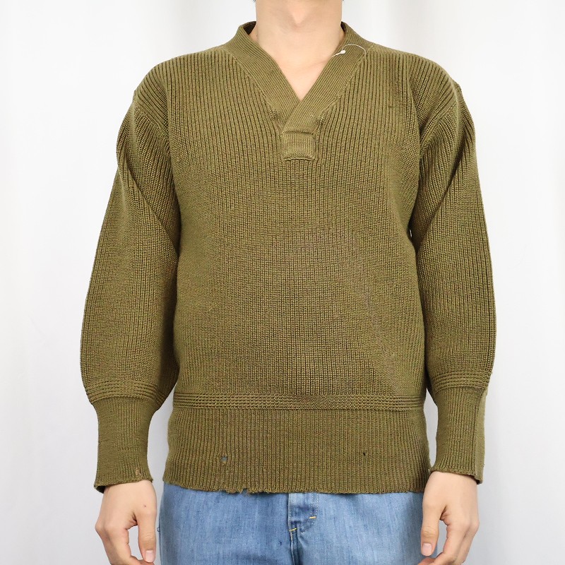 40年代 40s アメリカ軍 米軍 空軍 ミリタリー カーキ Vネック