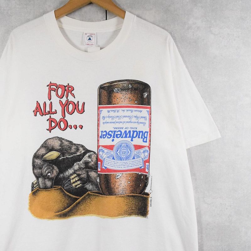 90s 90年代 バドワイザー 白 ホワイト アメリカ製 半袖 アルコール お