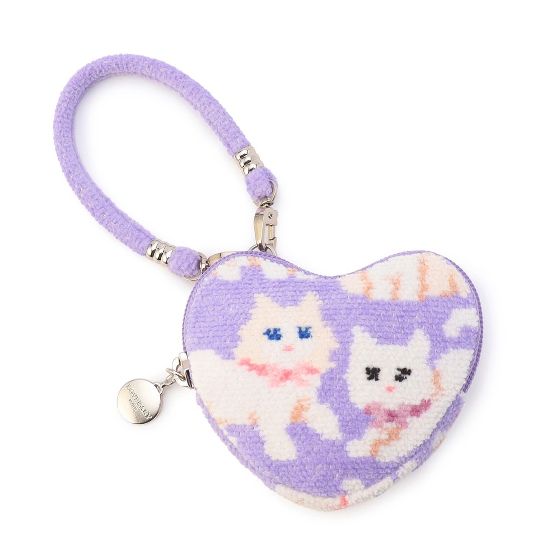 モフモフネコチャン ハート型ポーチ L/MNC-260284（WEB限定）(ペール