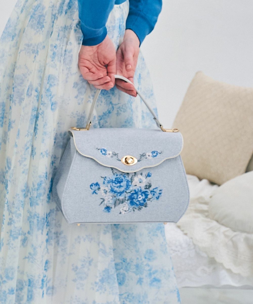 ローズ刺繍フラップハンドバッグ/an another angelus [57BC05a002] | F