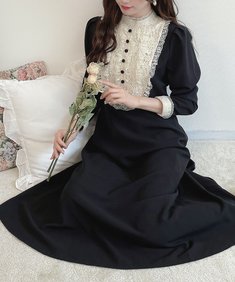 クレリックレースヨーク切替ロングワンピース/an another angelus