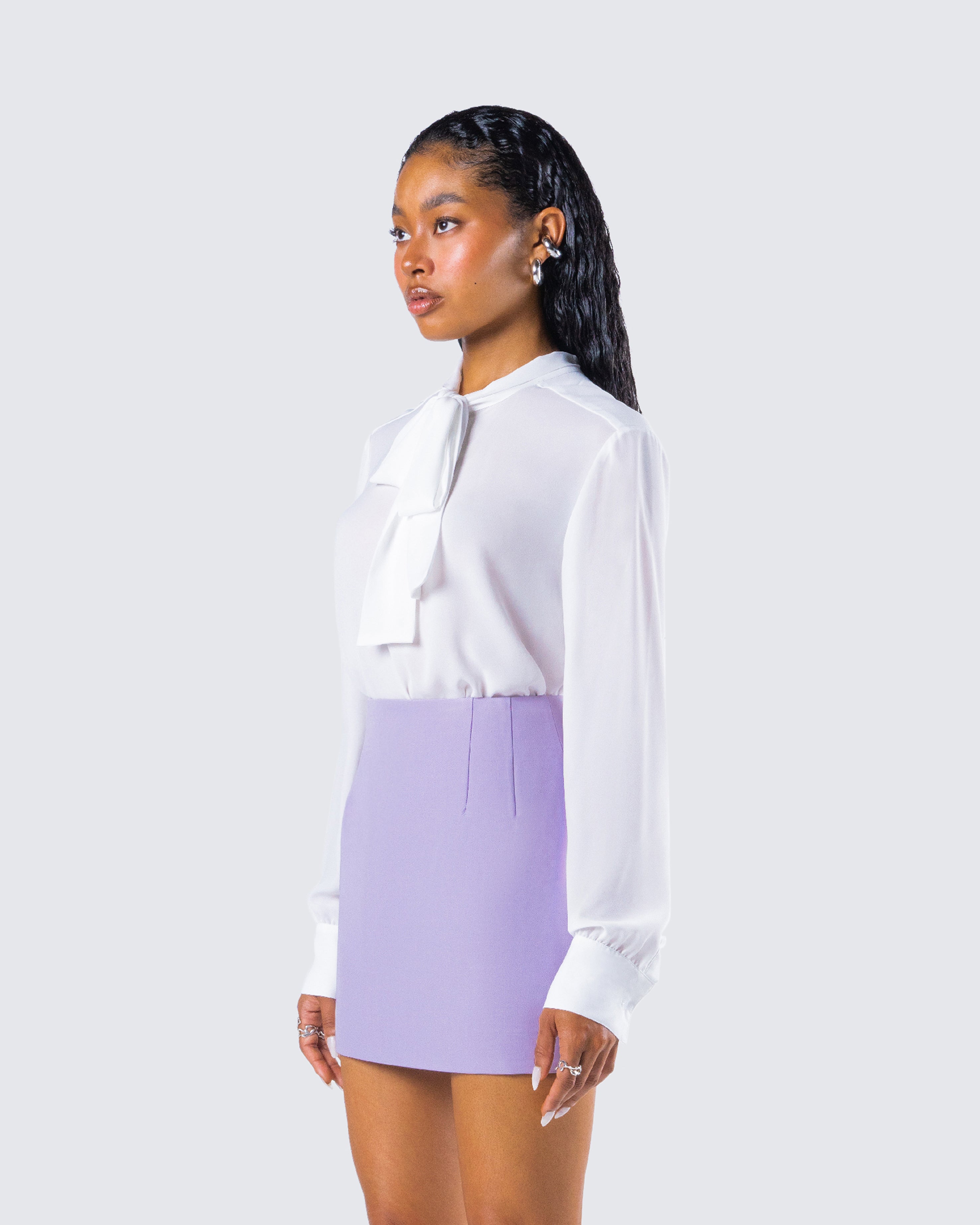 Maia White Pussy Bow Blouse – FINESSE