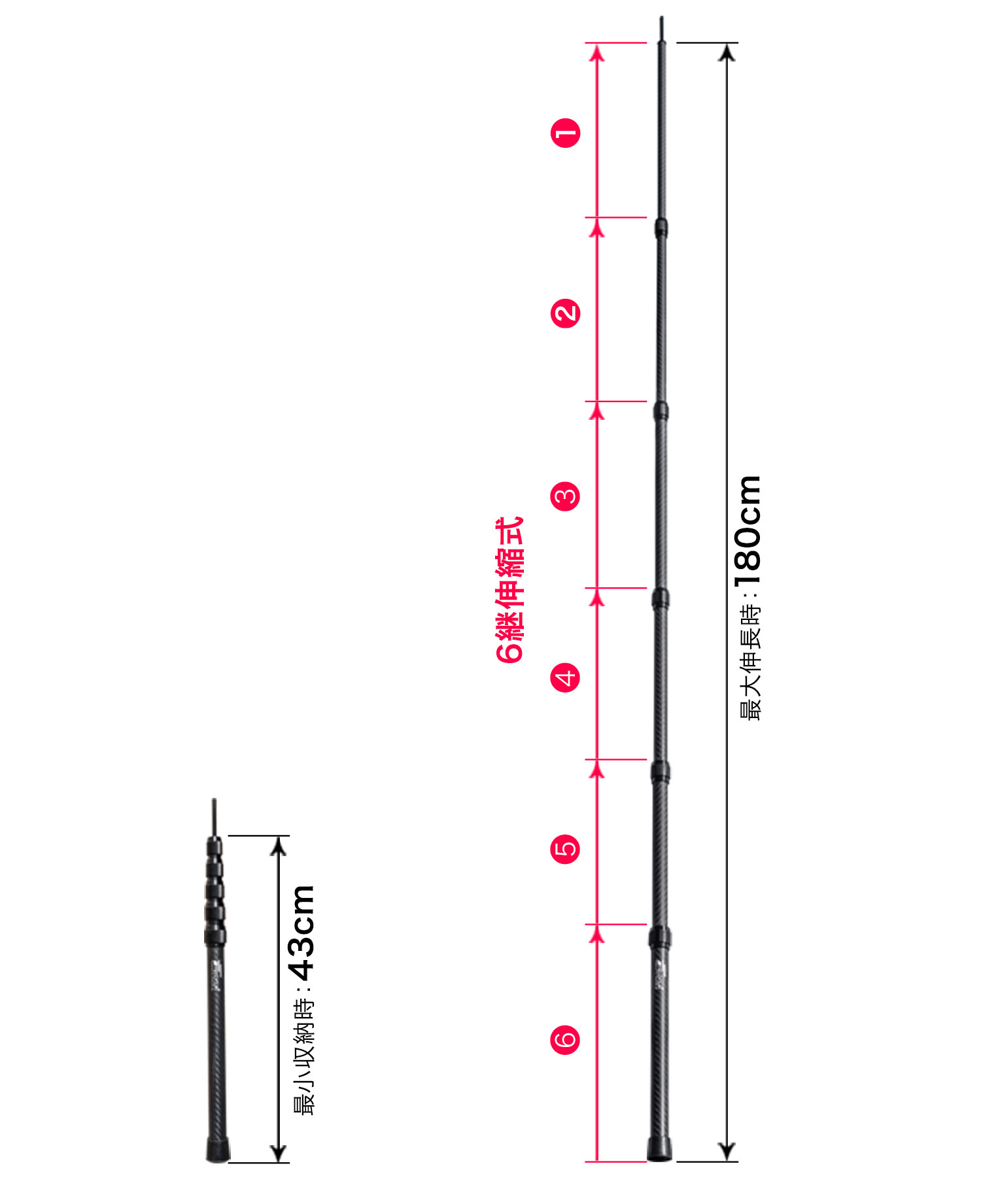 FIELDOOR（フィールドア） | 伸縮式カーボンテントポール180