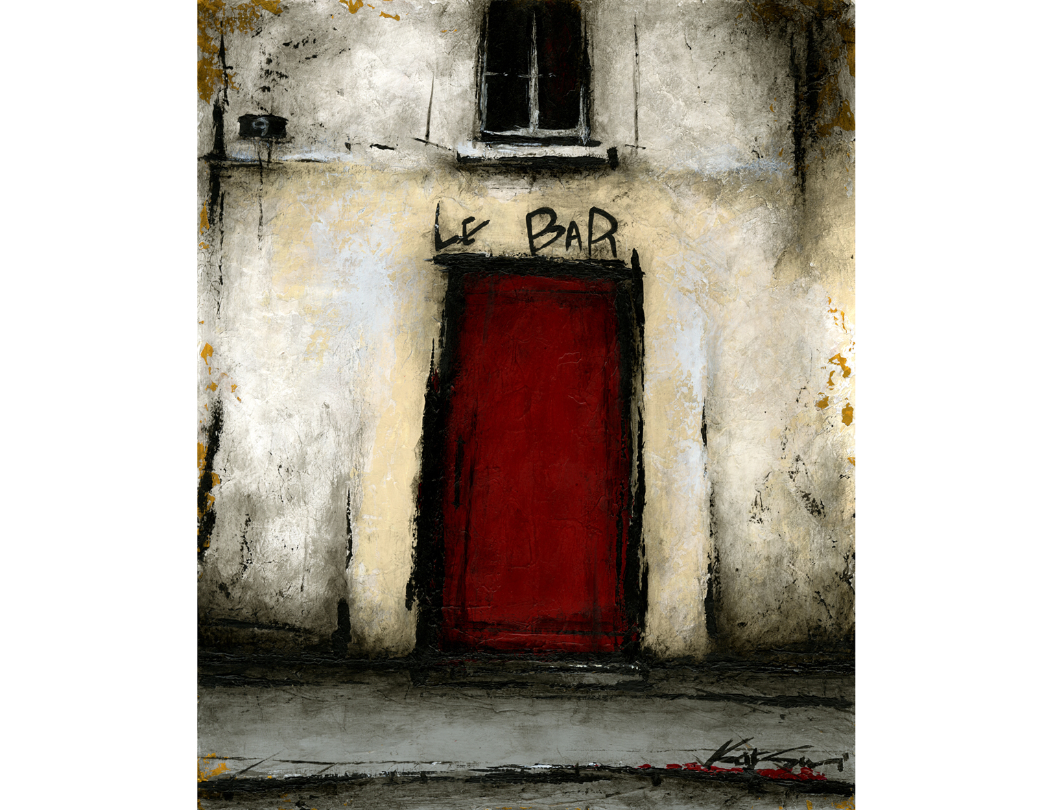 風景画 パリ 油絵「赤い扉のBAR」 by Katsu/中野克彦 - 絵画販売