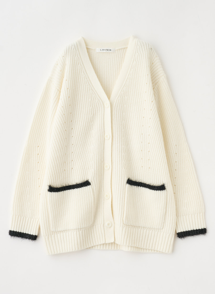 シャギーディテールミドル丈ニットカーディガン｜LOUNIE（ルーニィ