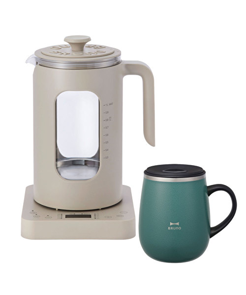 BRUNO 温度調節マルチケトル & 蓋つきステンレスマグ short