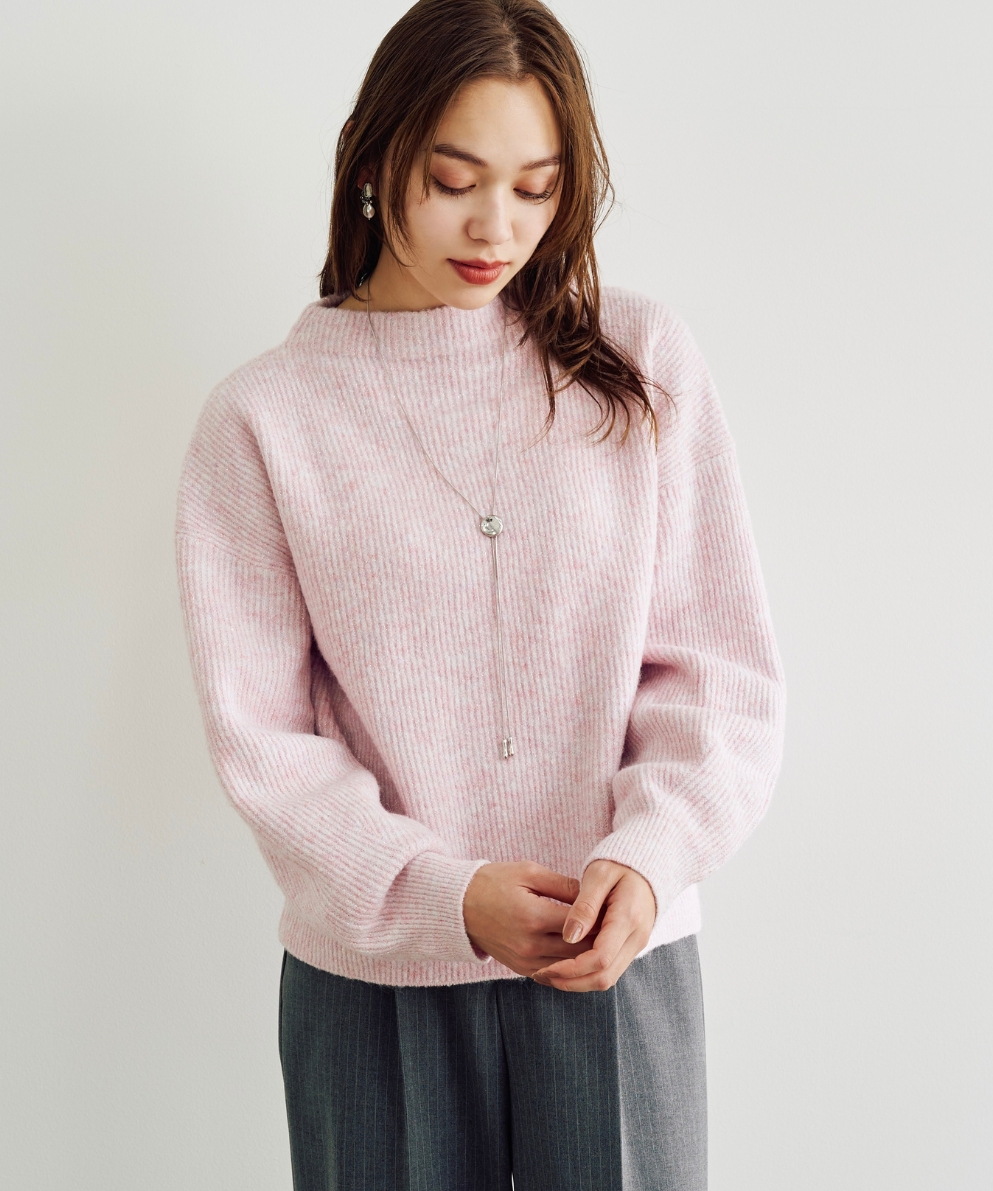 片畦スパンコールボトルネックニットプルオーバー｜Stola.（ストラ