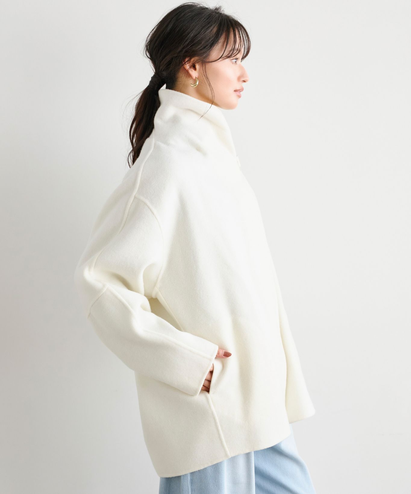 super 100's＞変形スタンドリバーミドルコート｜Stola.（ストラ）公式