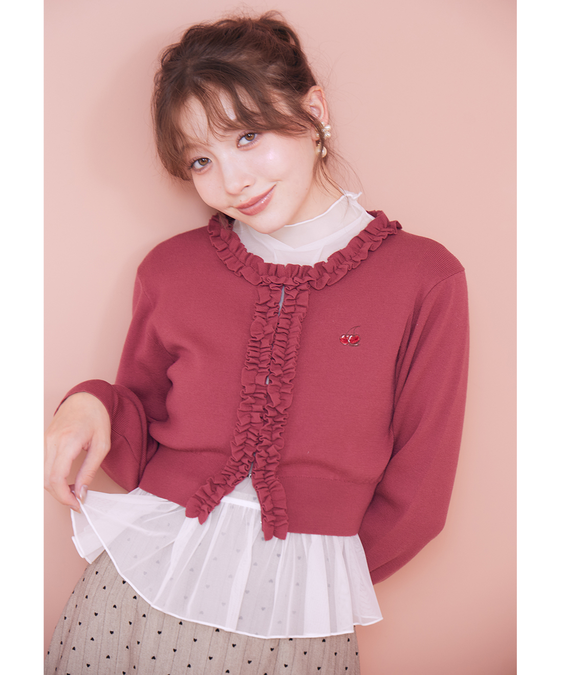 チェリーフリルニットカーディガン｜PETAL ONLINE（ペタルオンライン）