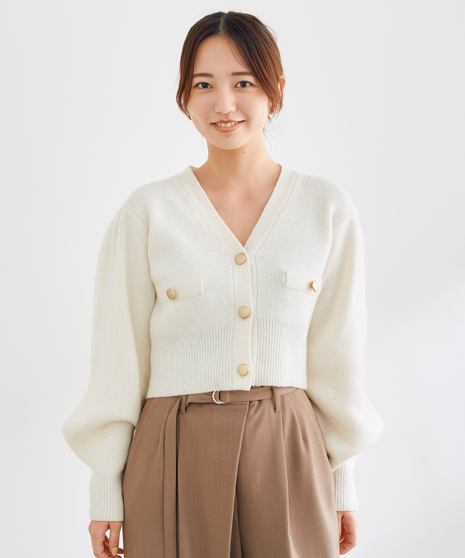 スパンコールコンパクトニットカーディガン｜PETAL ONLINE（ペタル