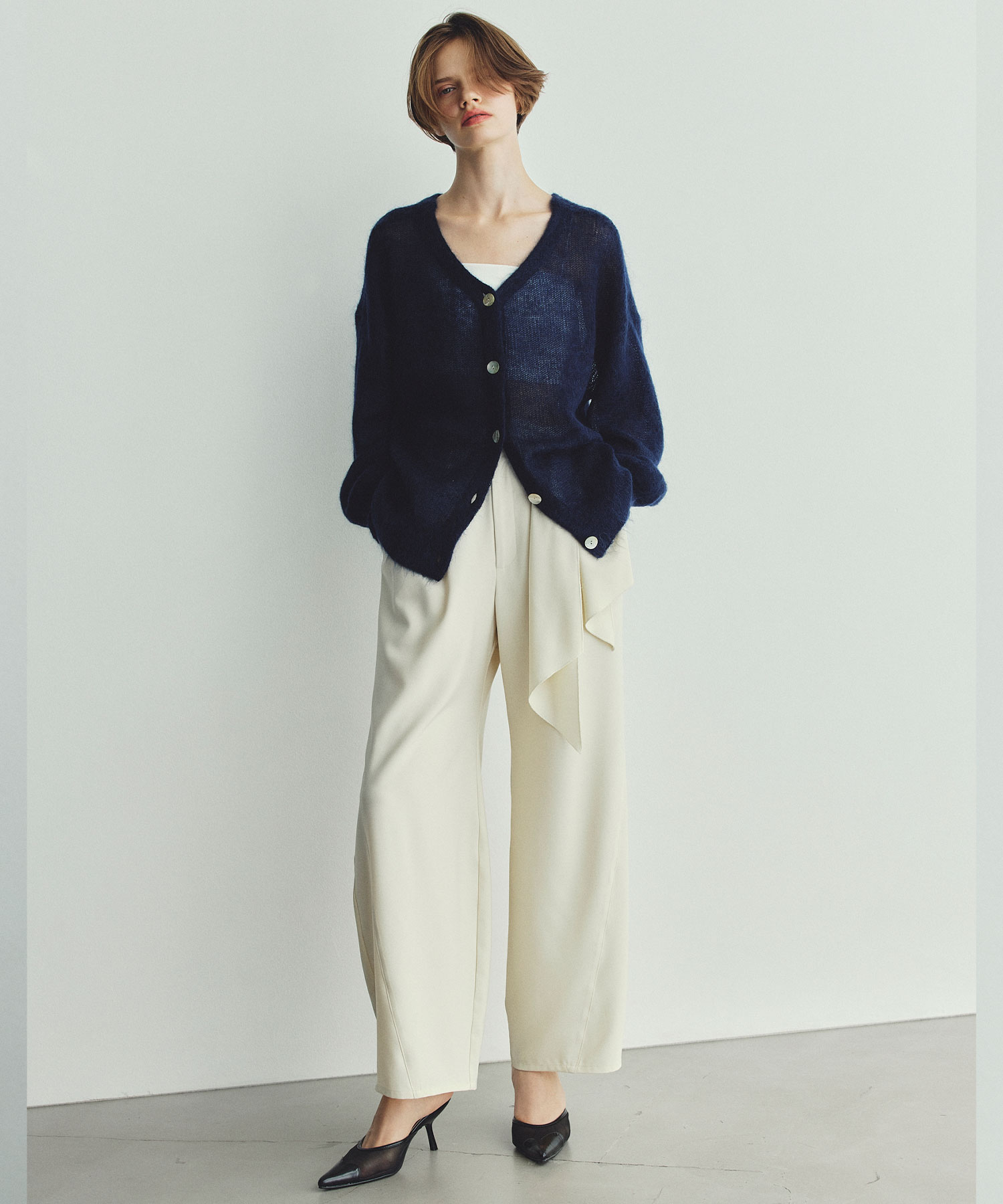 シアーモヘヤロゴ刺繍カーディガン｜PETAL ONLINE（ペタルオンライン）