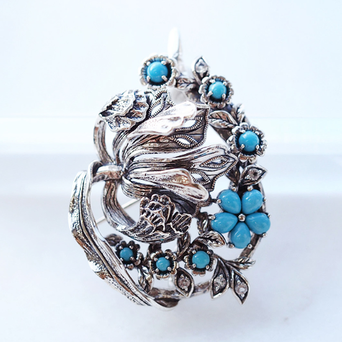 405C0011】SV ウィリアム・モリス【るりはこべ】 ペンダントブローチ