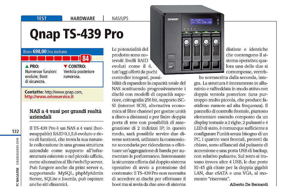 QNAP NAS ts-439 proⅡ、2TのHDD4本付、メモリー1G増設済み | TS-