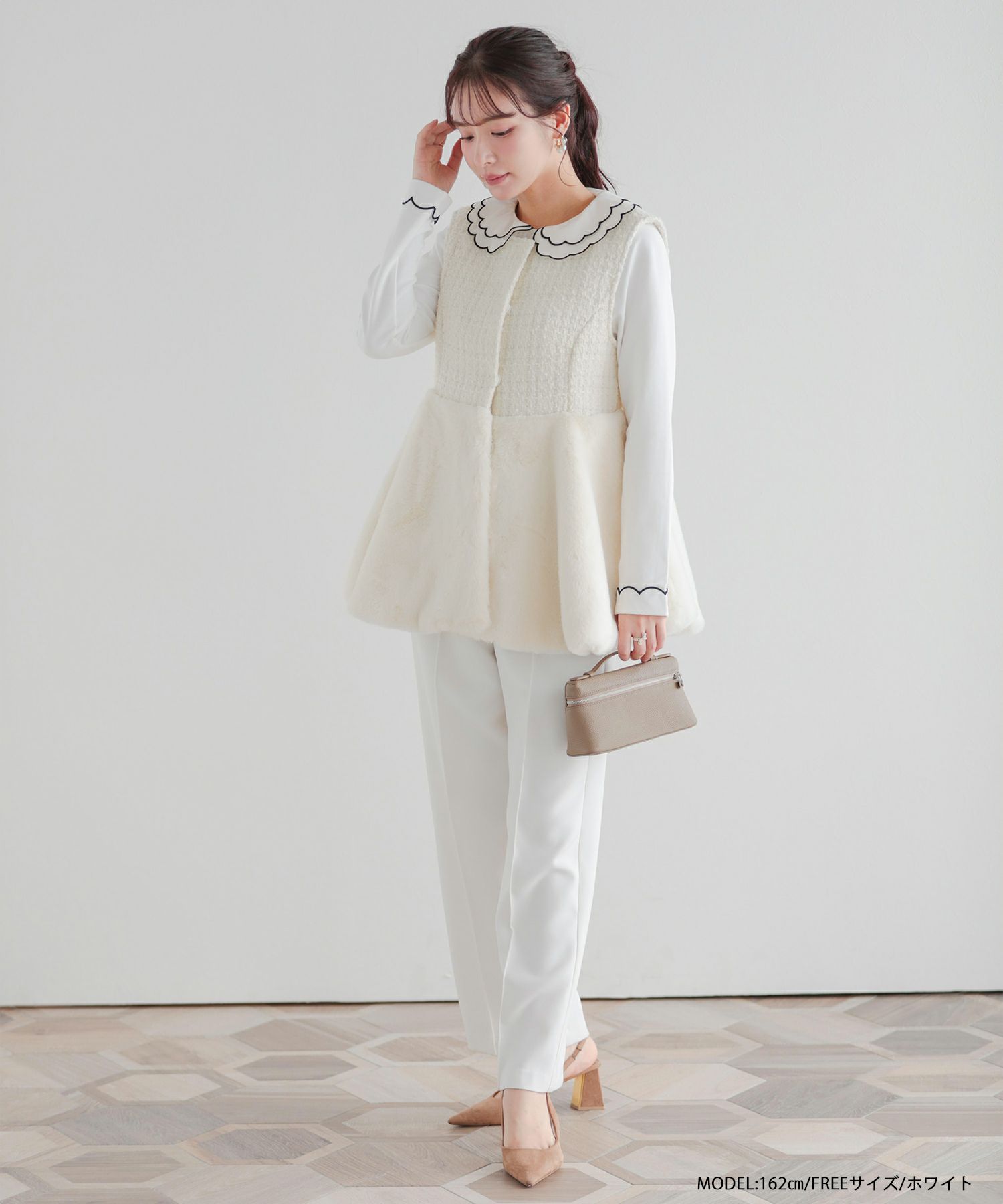 刺繍ダブルカラーレイヤードロングスリーブトップスHAPPYSET対象商品