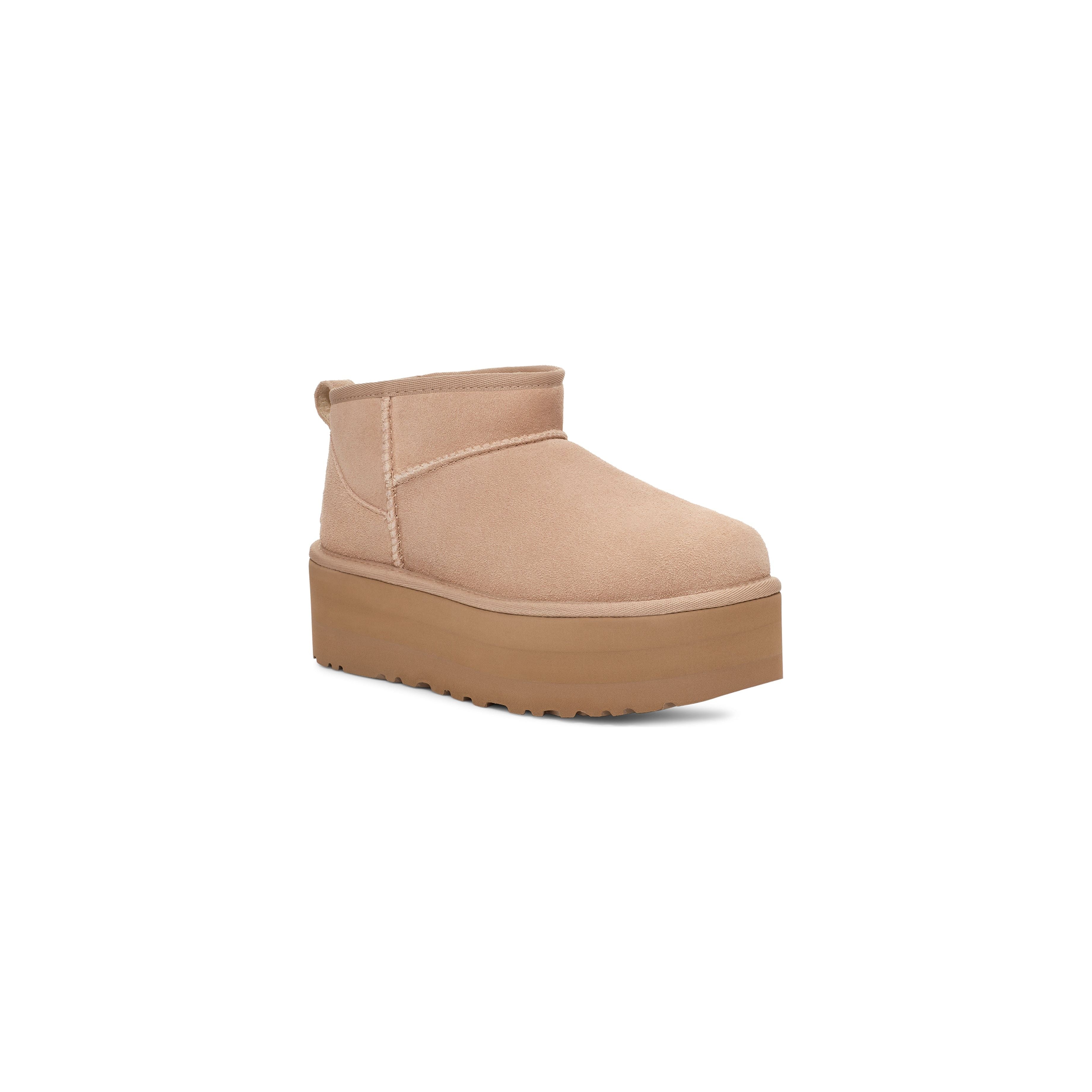 UGG Women's Classic Ultra Mini Platform in Sand Jason Markk Suede