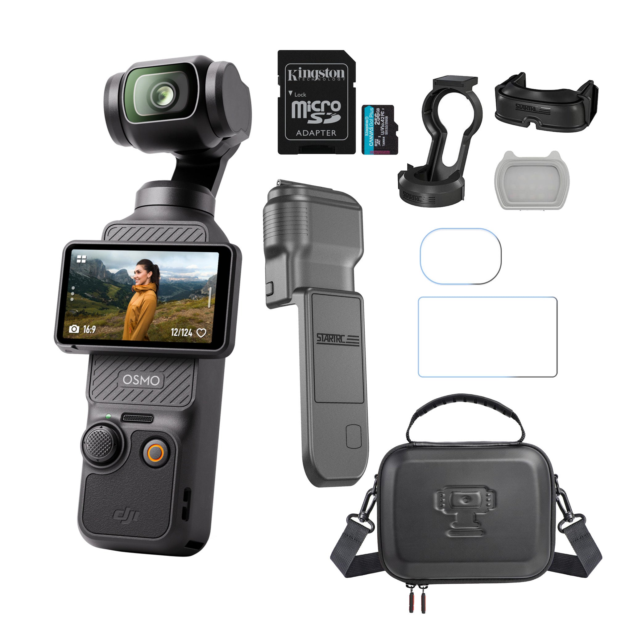 DJI Osmo Pocket 3 with 256GB MicroSD Card, Fill-in light