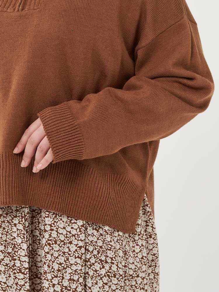 ブラウン ハーフジップニット | フォーエル公式通販