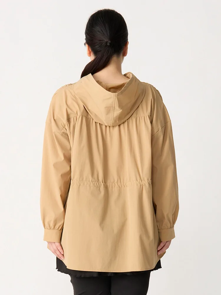 ベージュ 水陸両用ドロスト付きラッシュガードパーカー | フォーエル