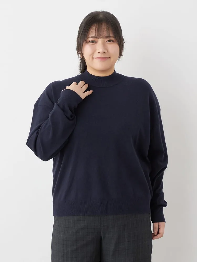 ネイビー カシミヤタッチモックネックニット | フォーエル公式通販