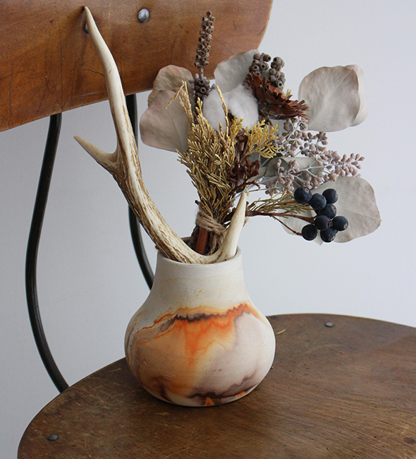 VINTAGE】Nemadji Pottery Flower Base ”Made In USA” ネイティブ