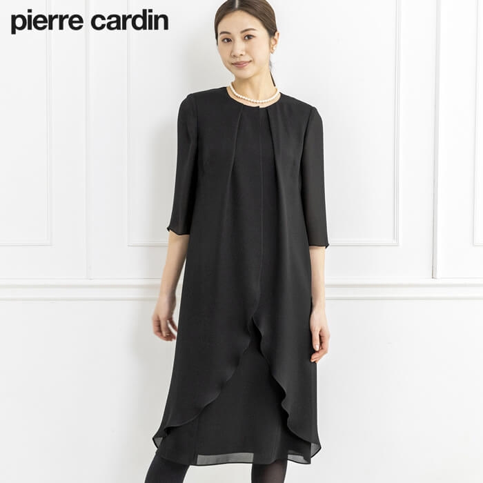 花びらフォルムのフォーマルワンピース 9号・ブラック｜東京ソワール