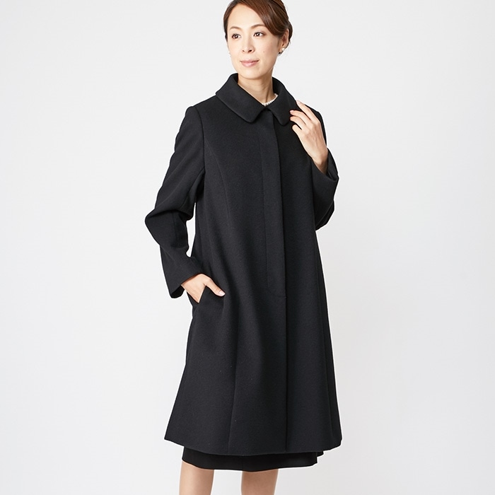ショールカラーのウールコート 5号・ブラック｜東京ソワール