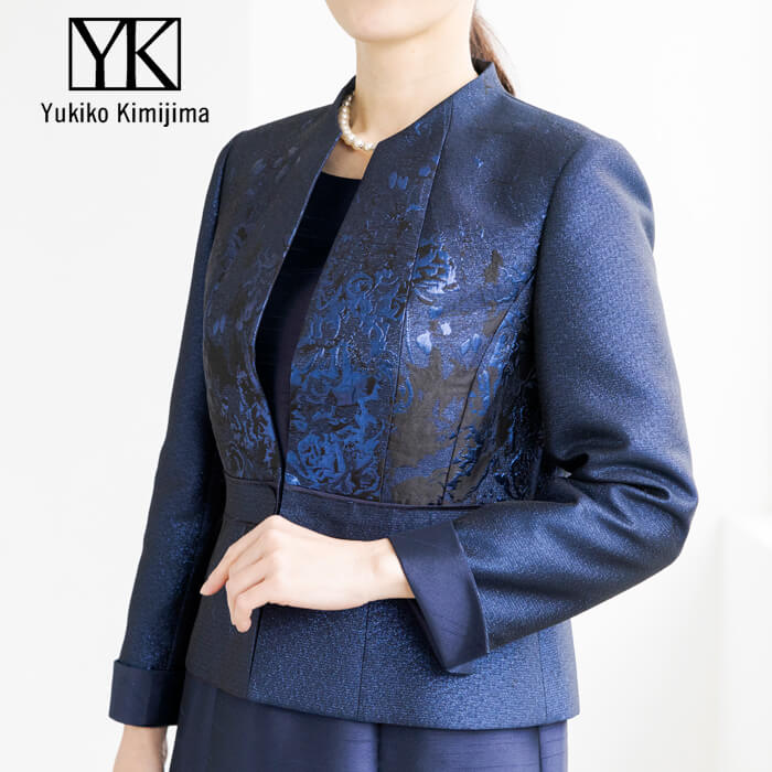 品格漂うラメジャカードジャケット 9号・ネイビー｜東京ソワール
