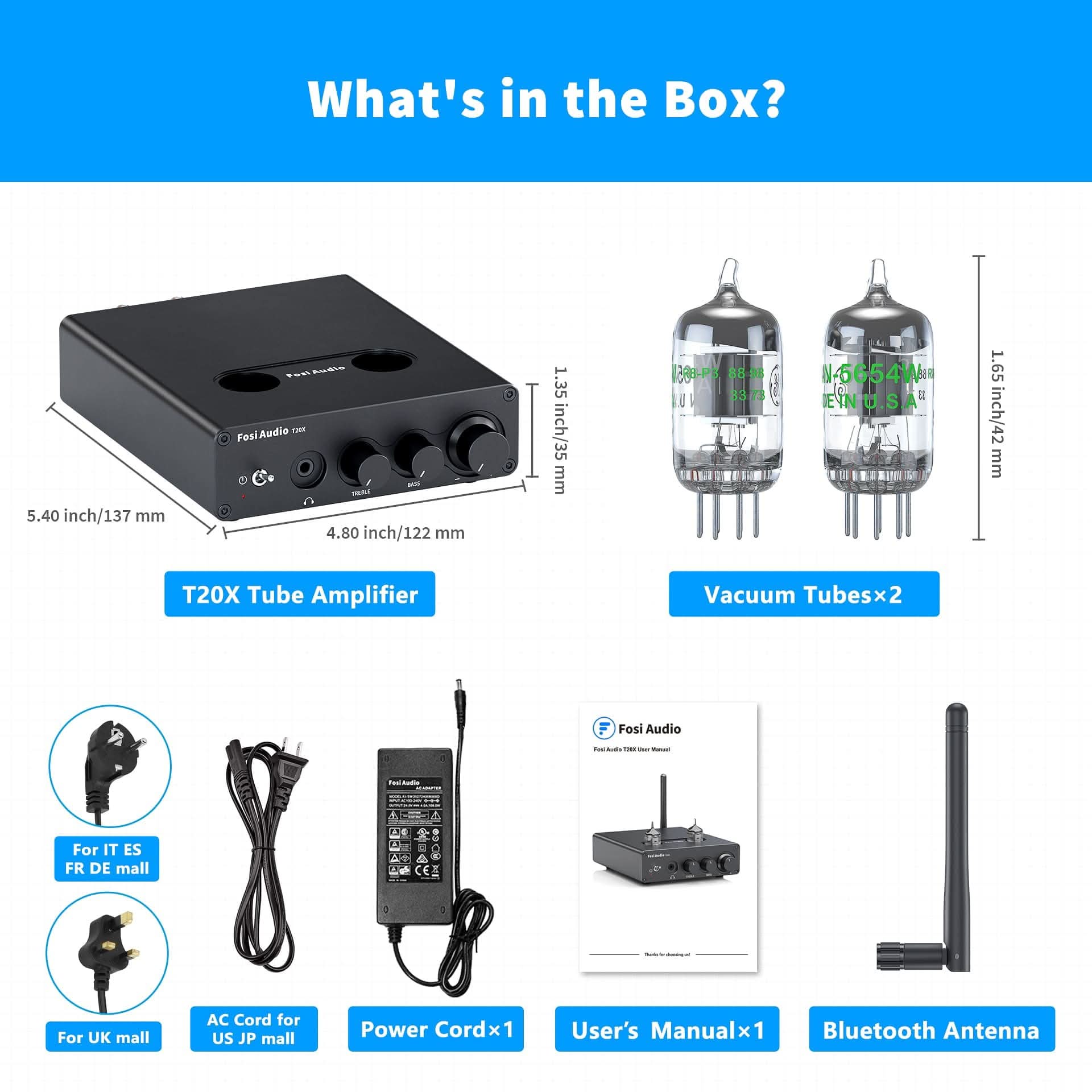 Fosi Audio T20X Bluetooth 5.0 Headphone & Tube Amp Receiver