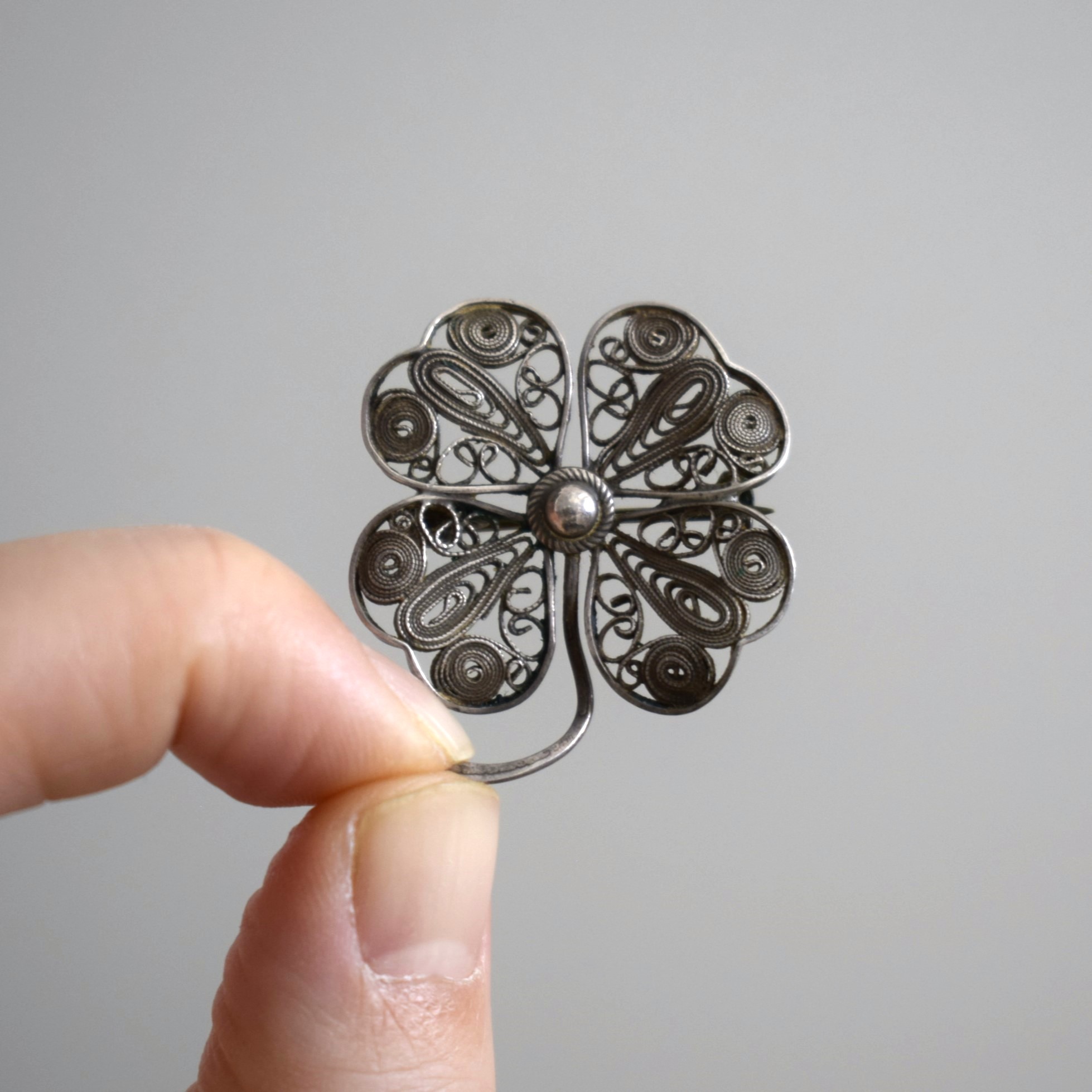 クローバー / ヴィンテージブローチ・銀線細工 / スウェーデン | florantik