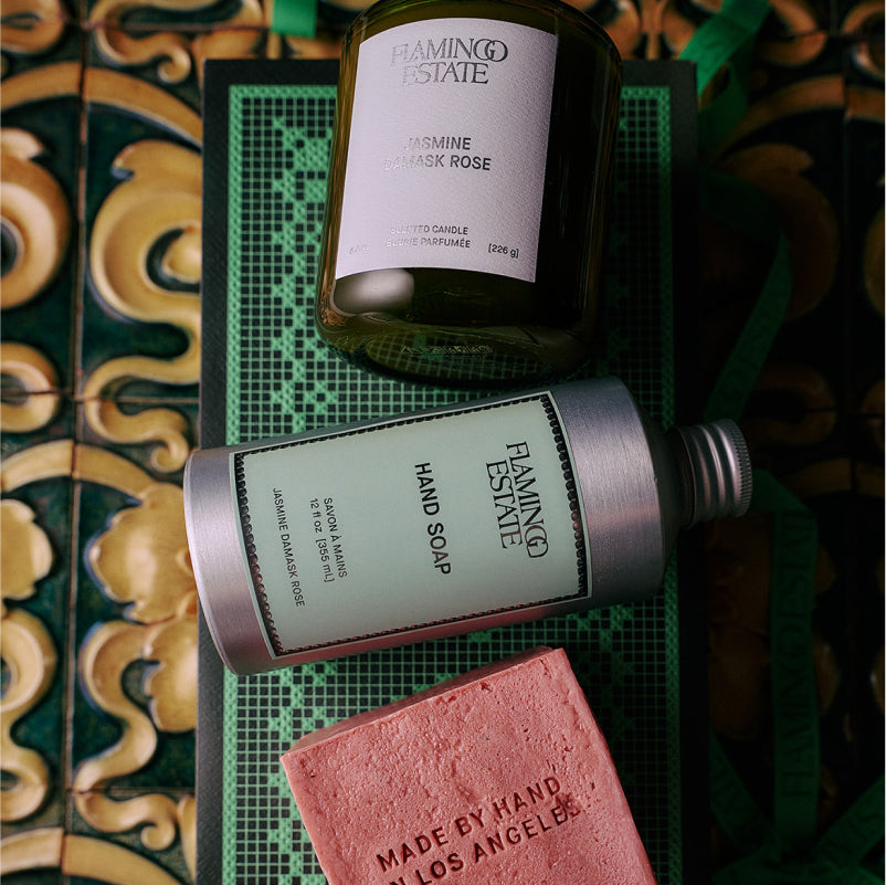 Jasmine Damask Rose Bathroom Set – Flamingo Estate