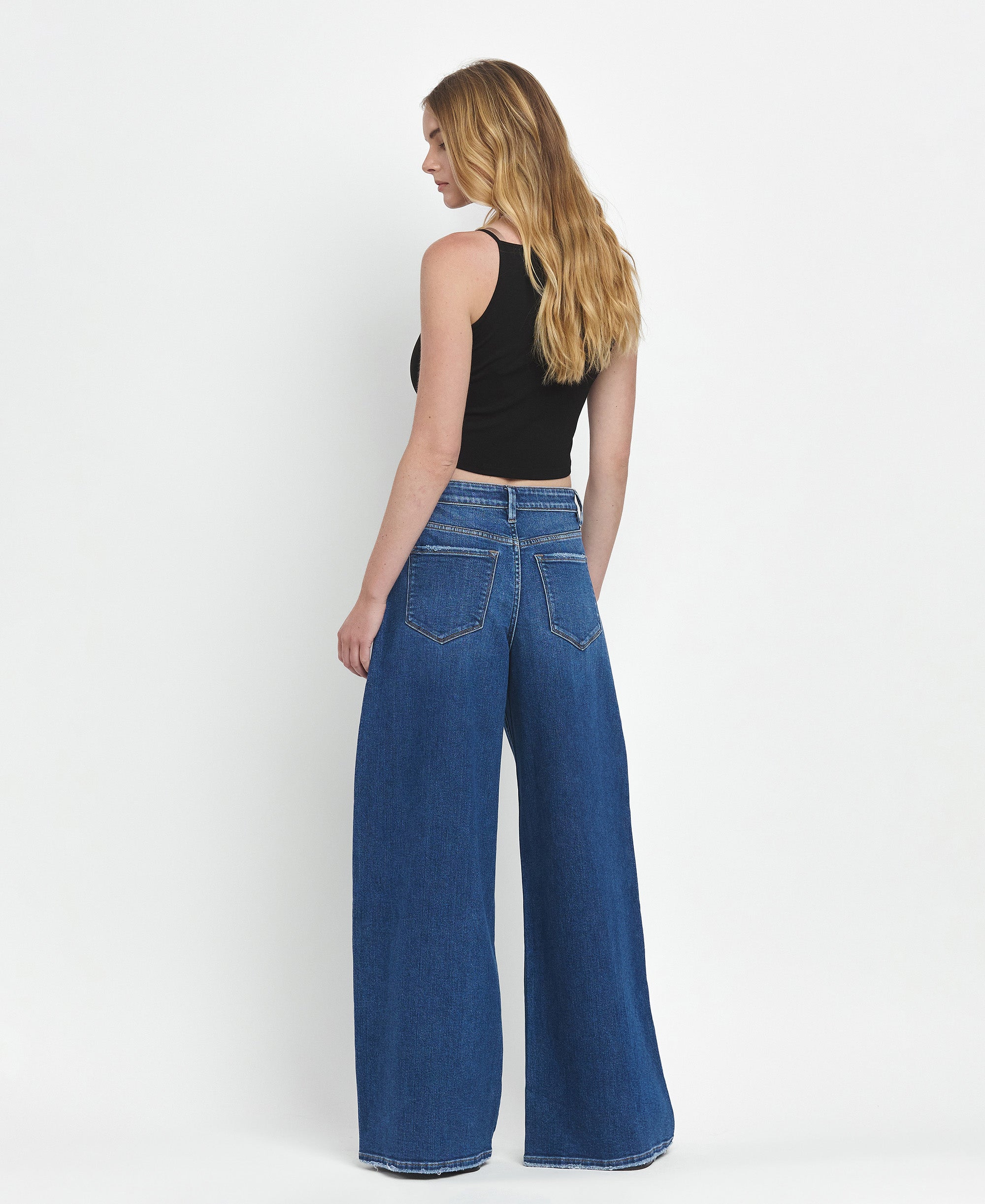 Flying Monkey Arosa Super High Rise Pleated Wide Leg Jeans
