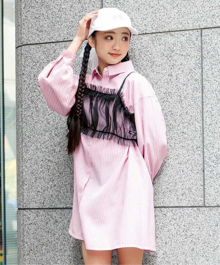 ☆SALE☆シアービスチェ付きシャツワンピ（G217035）|algy（アルジー