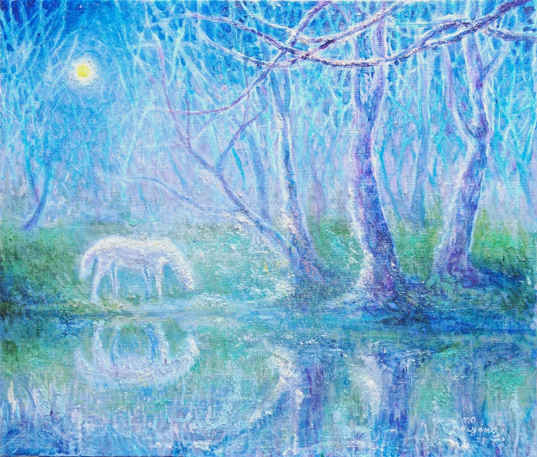 絵画の通販、購入ならFROM ARTIST/作品名：白馬の見える月夜/作家名：aryon