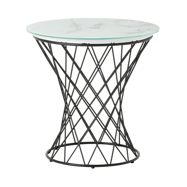 マーリア サイドテーブル 大理石×ブラック（φ500） | Francfranc