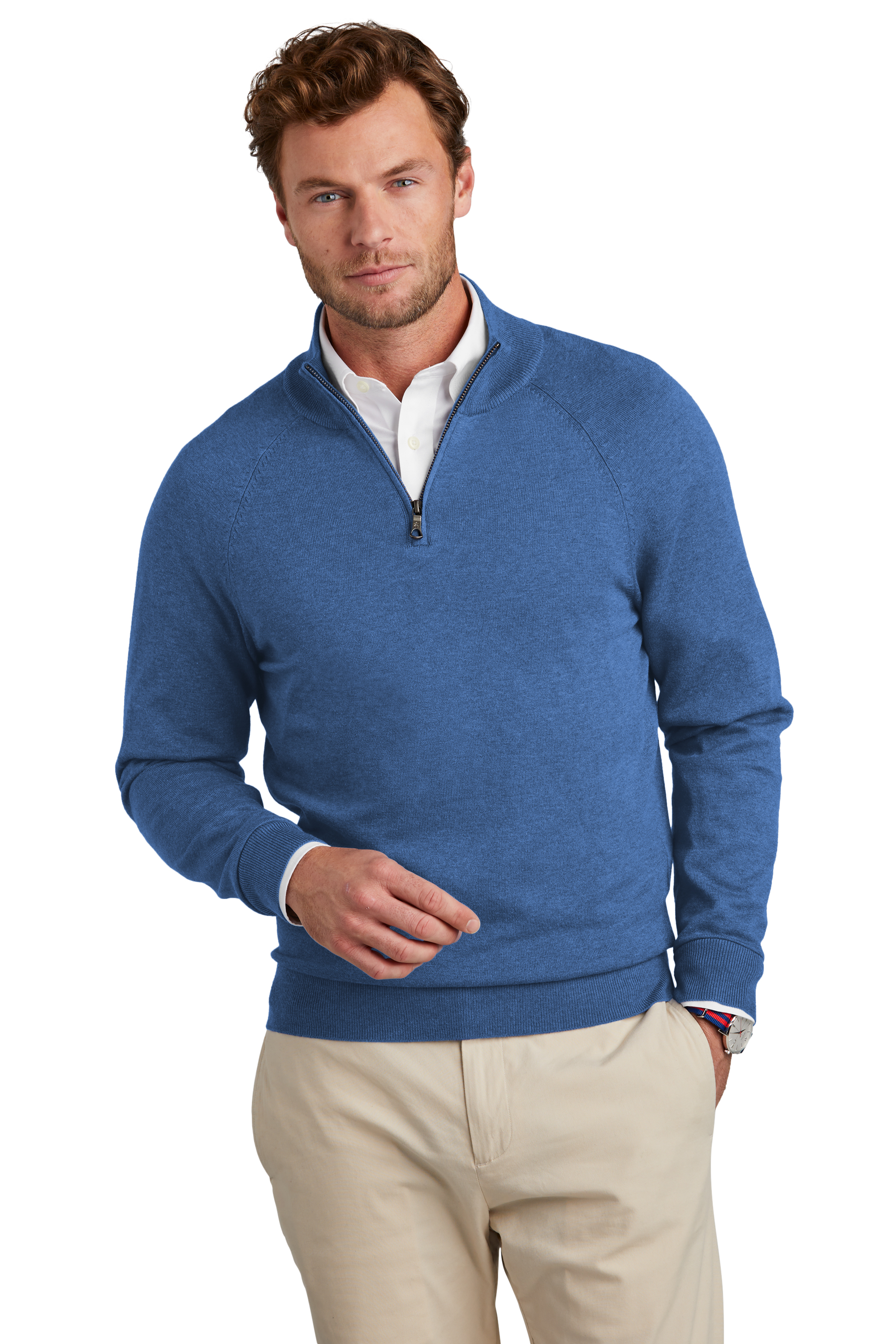 Brooks Brothers Cotton Stretch 1/4-Zip Sweater-BB18402