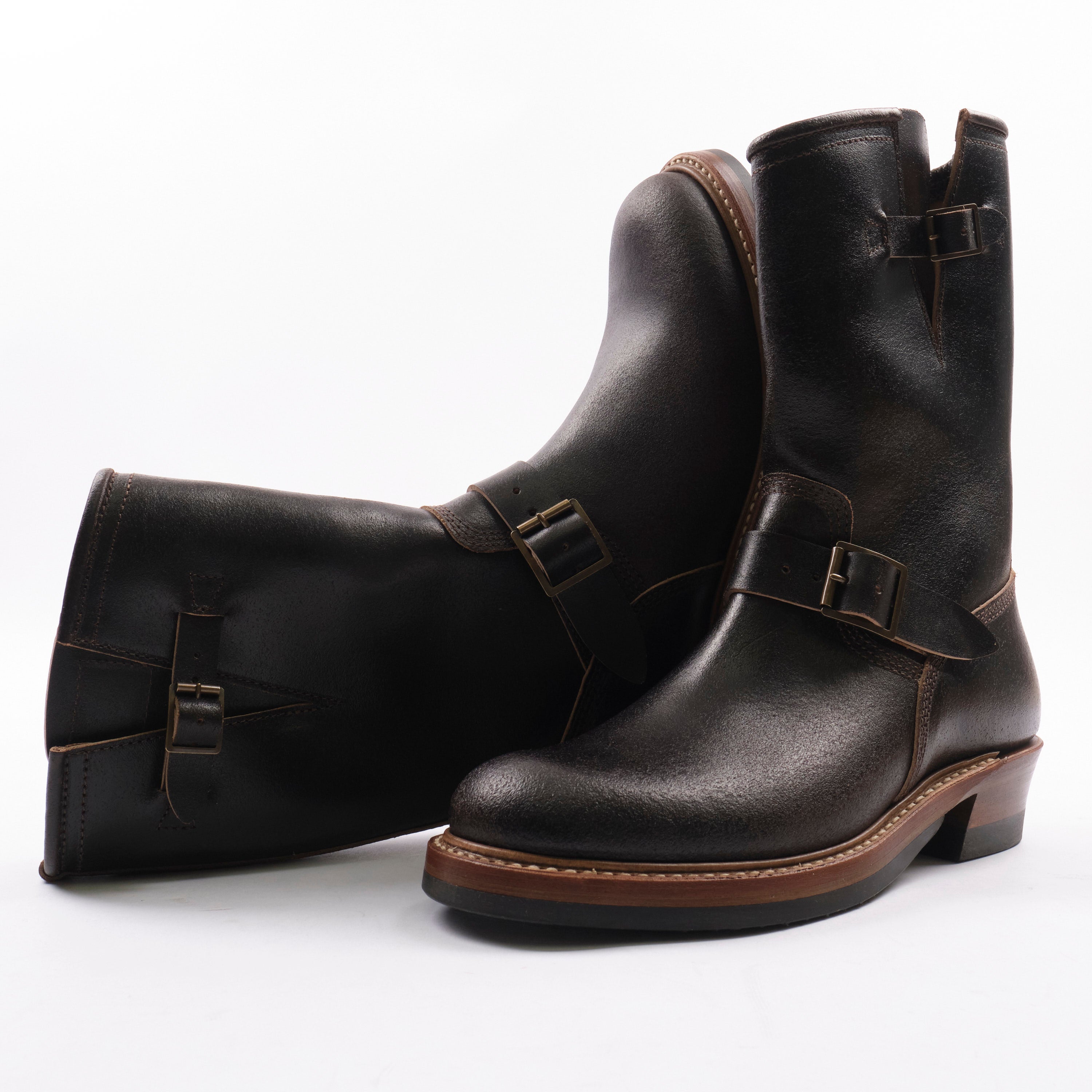 John Lofgren Wabash Engineer Boots | Dark Brown Waxed Flesh