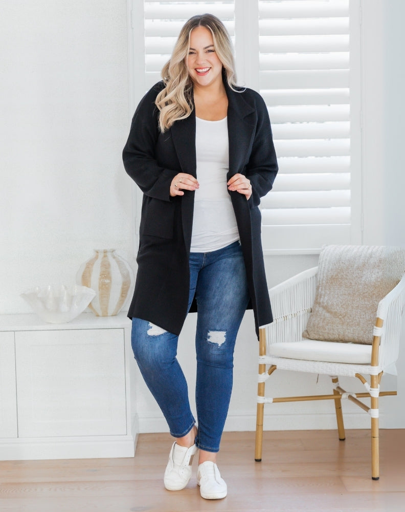 Chloe Knit Coatigan Black – Freez Clothing