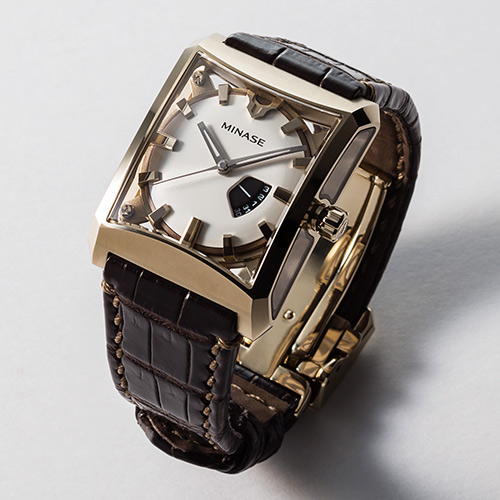 MINASE】腕時計「FIVE WINDOWS midsize」クロコダイルレザーバンド