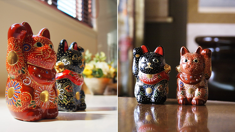 九谷焼盛絵招き猫 高さ45cm 九谷焼盛絵招き猫 高さ45cm