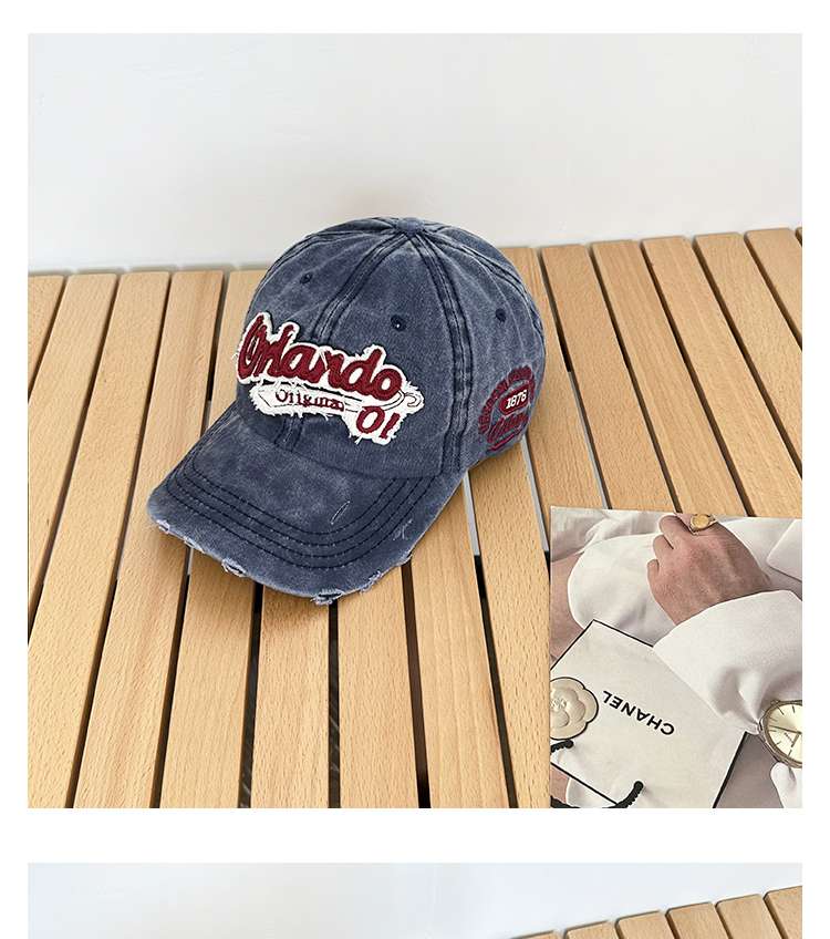 アメカジ ヴィンテージ風 ロゴ刺繍 ダメージ加工キャップ キャップ