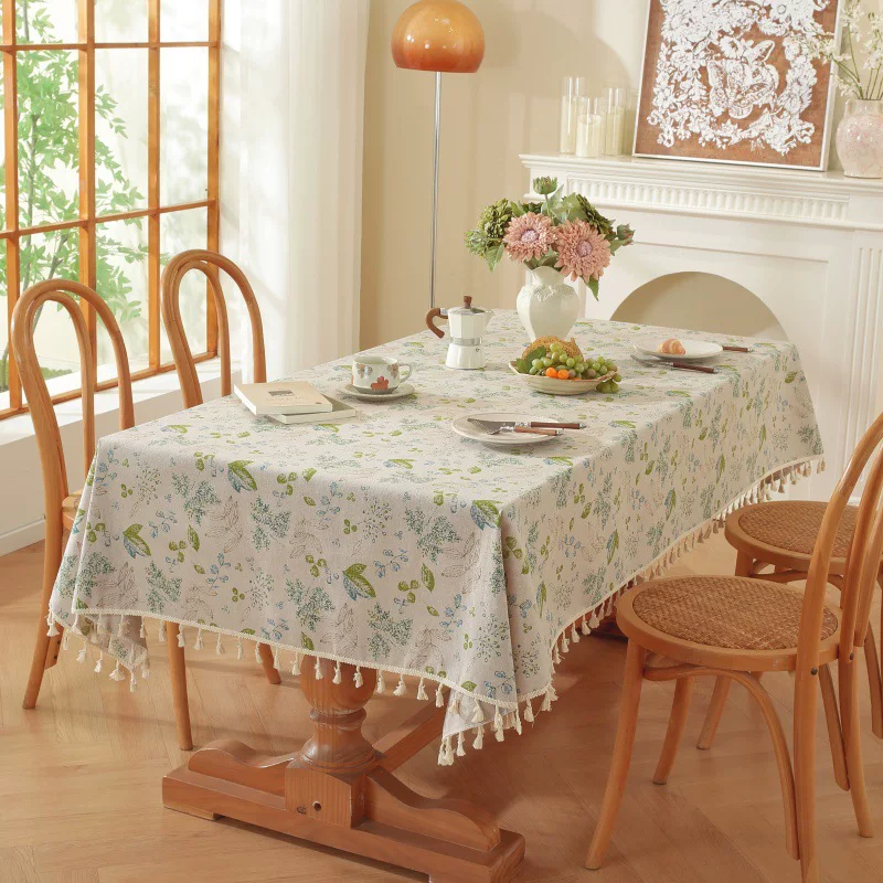 テーブルクロス 花刺繍レース縁取り上品テーブルクロス用布 布