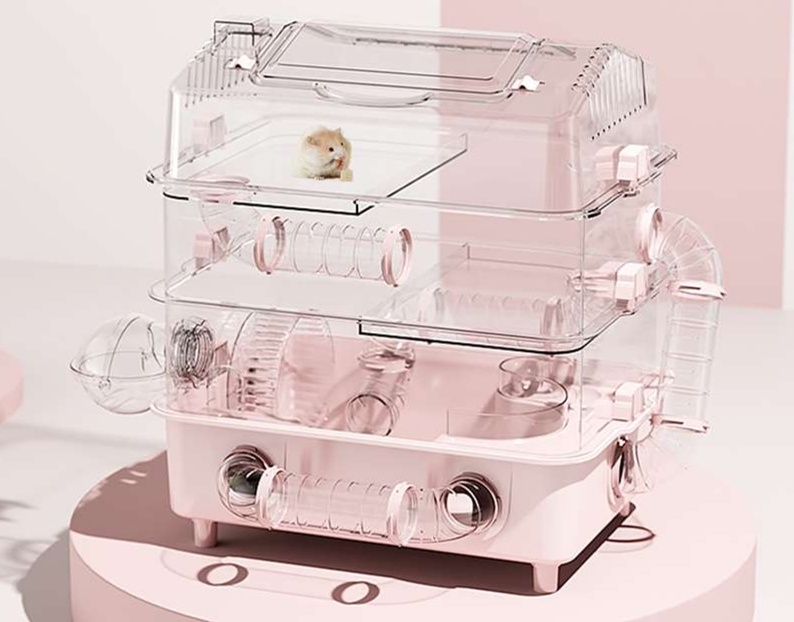 ハムスターケージ 三層豪華小動物の別荘 アクリル|ハムスターケージ
