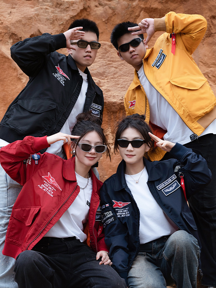 スタジャン 宇宙飛行士風ミリタリージャケット 赤|スタジャン専門通販