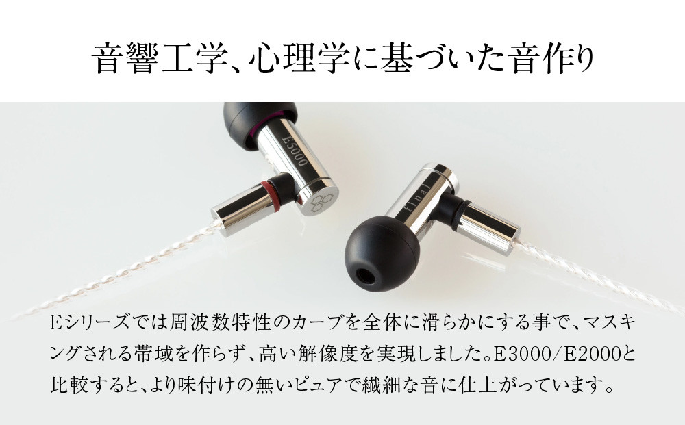 高音質有線イヤホン final E5000 MMCX シルバーコートケーブル付属