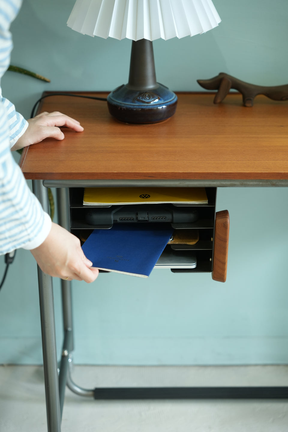 デンマークヴィンテージ スモールデスク キャスター付 北欧家具/Danish