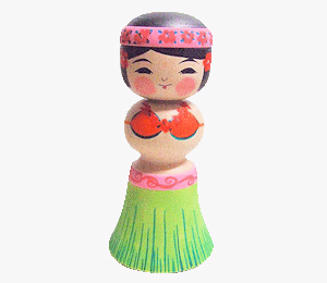 青森県津軽地方のこけし 阿保六知秀工人作 フラこけし3寸