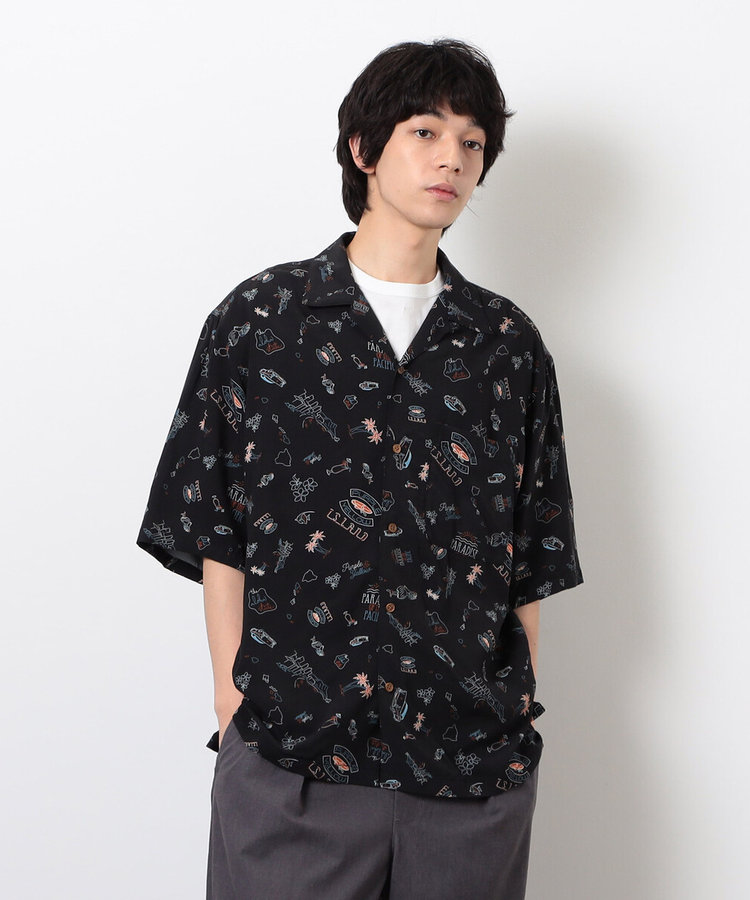 レトロポップ アロハシャツ（55-06HK30-205）｜パープル&イエロー