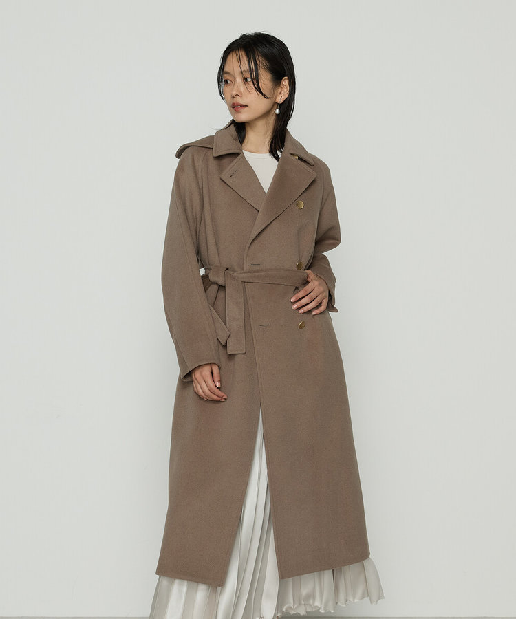 Sサイズ 〕 アンゴラウール ロングトレンチコート（96-15WM05-205