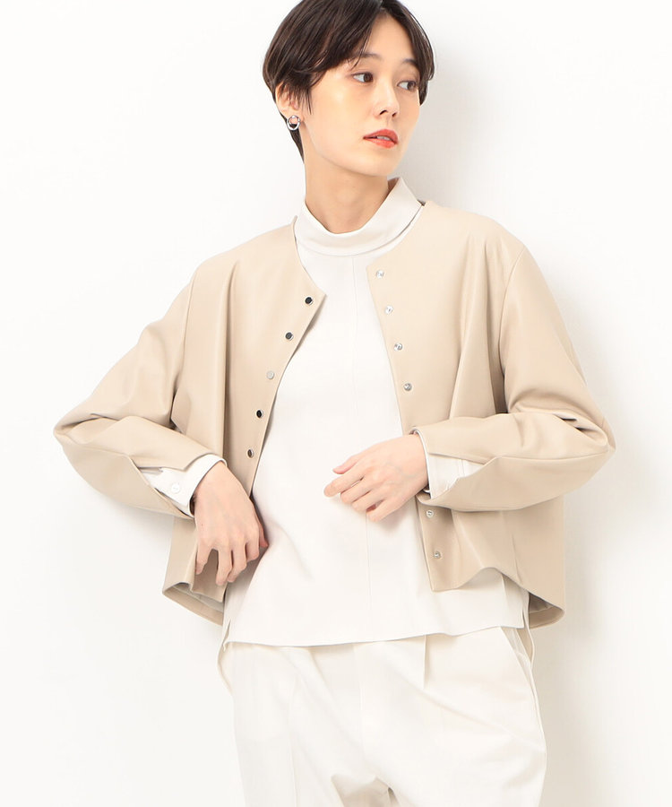 合成皮革 メタル釦 ショートジャケット（01-07VC01-203）｜K.T キヨコ