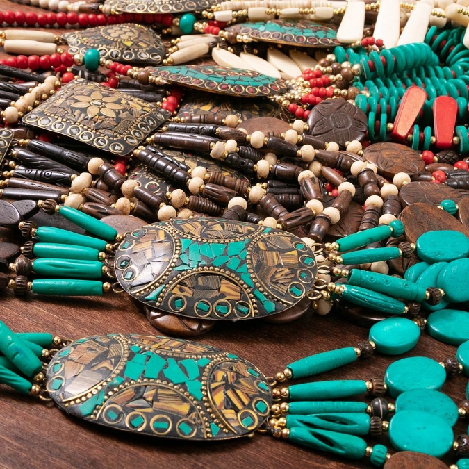 エスニック ネックレス ボーンビーズ レディース ファッション